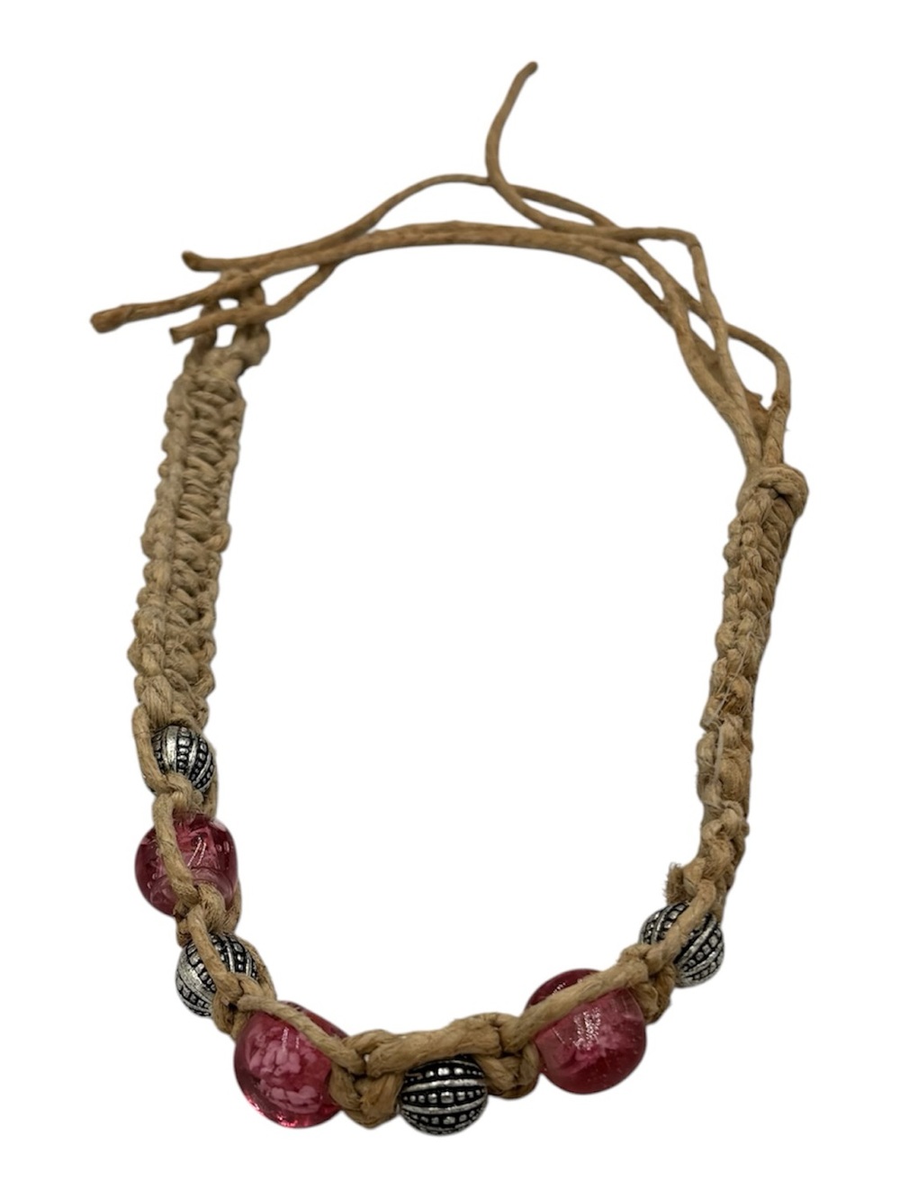 15.5” Handmade Thick Hemp 6.5” Adjustable Necklace W/ 8 Pendant